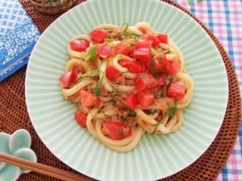 ツナとトマトの和えうどん